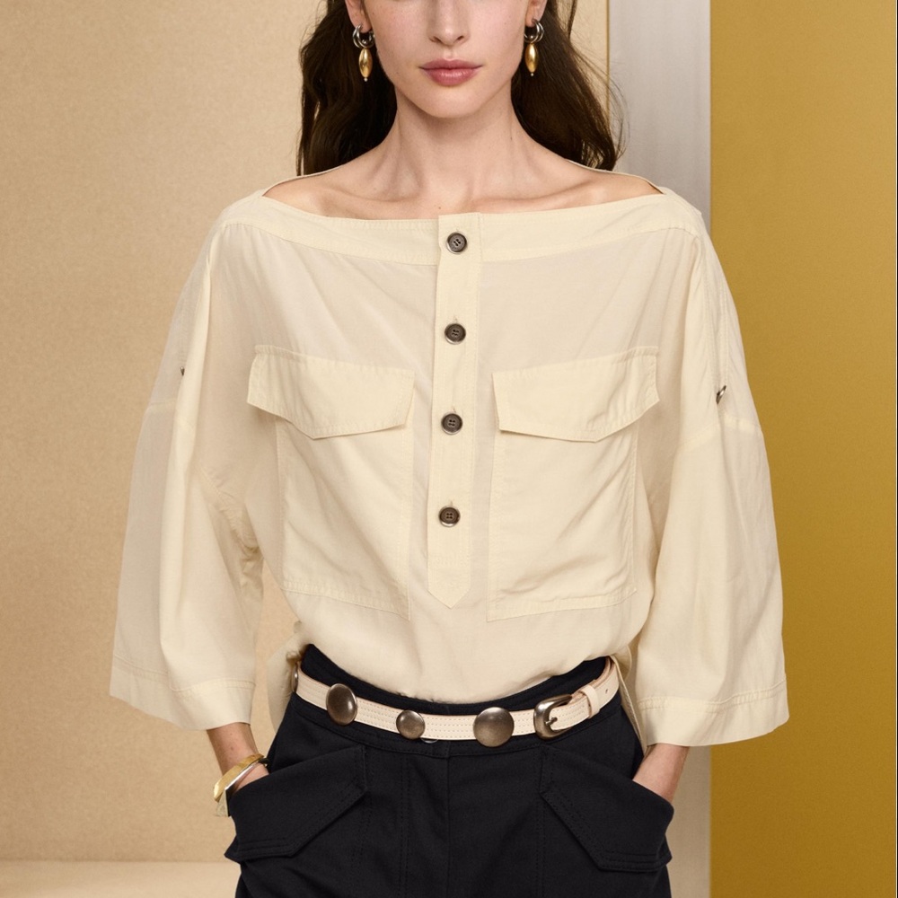 NWOT Zara SRPLS Cream short Sleeve Shirt